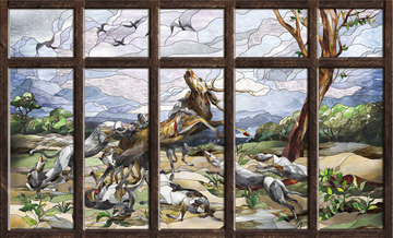 Витражное панно. Дом охотника.